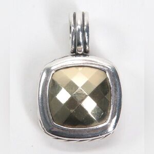 Sterling Silver Cushion Pendant with Faceted Champagne Stone